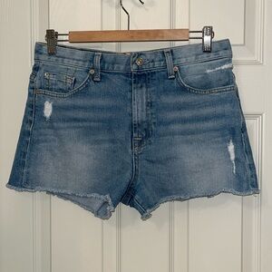 7 for All Mankind Women’s Distressed Denim Jean Shorts Sz 30 Stretch Daisy Dukes
